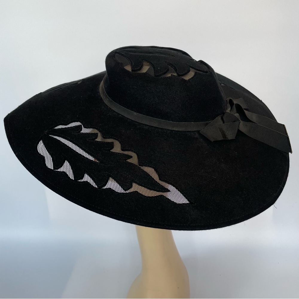 Vintage Wide Brim Hat Lace Cut Out - Picture 4 of 12